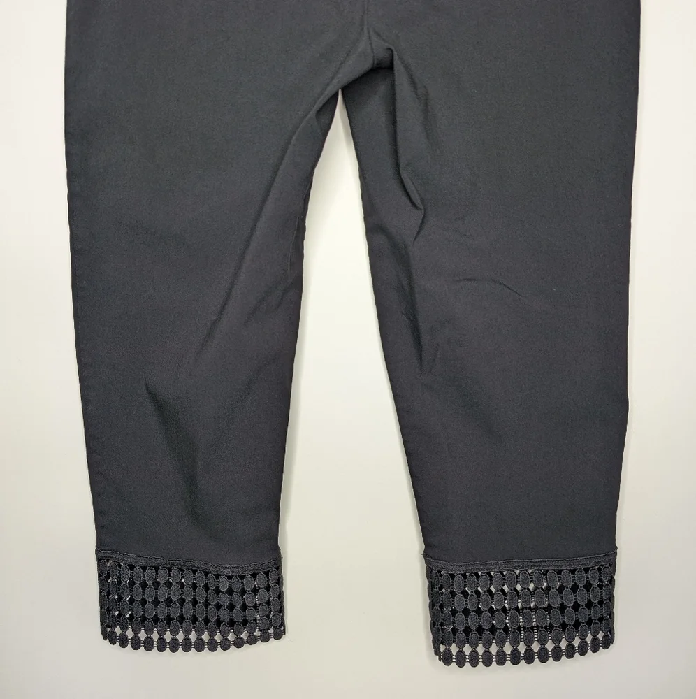 Zac & Rachel Womens Black Pull on Cropped Capris Pants with Ankle Details Size 8 - Picture 9 of 12